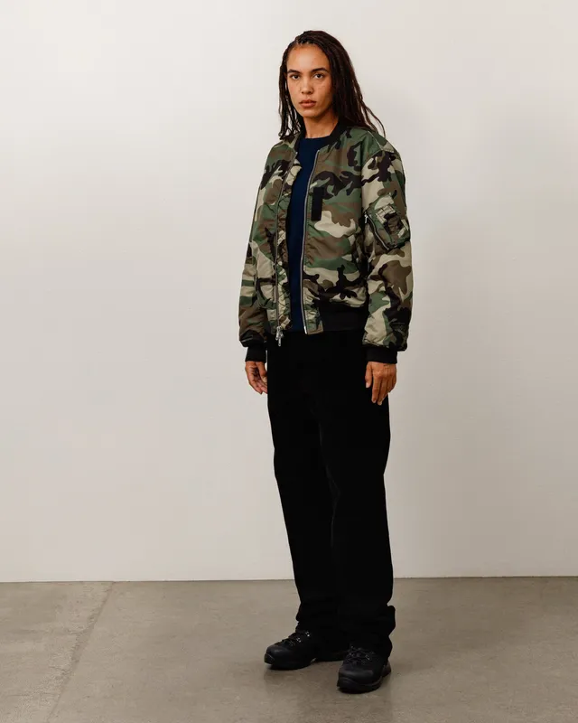 Stussy MA-1 Bomber Jacket giubbotto woodland camo Cordura