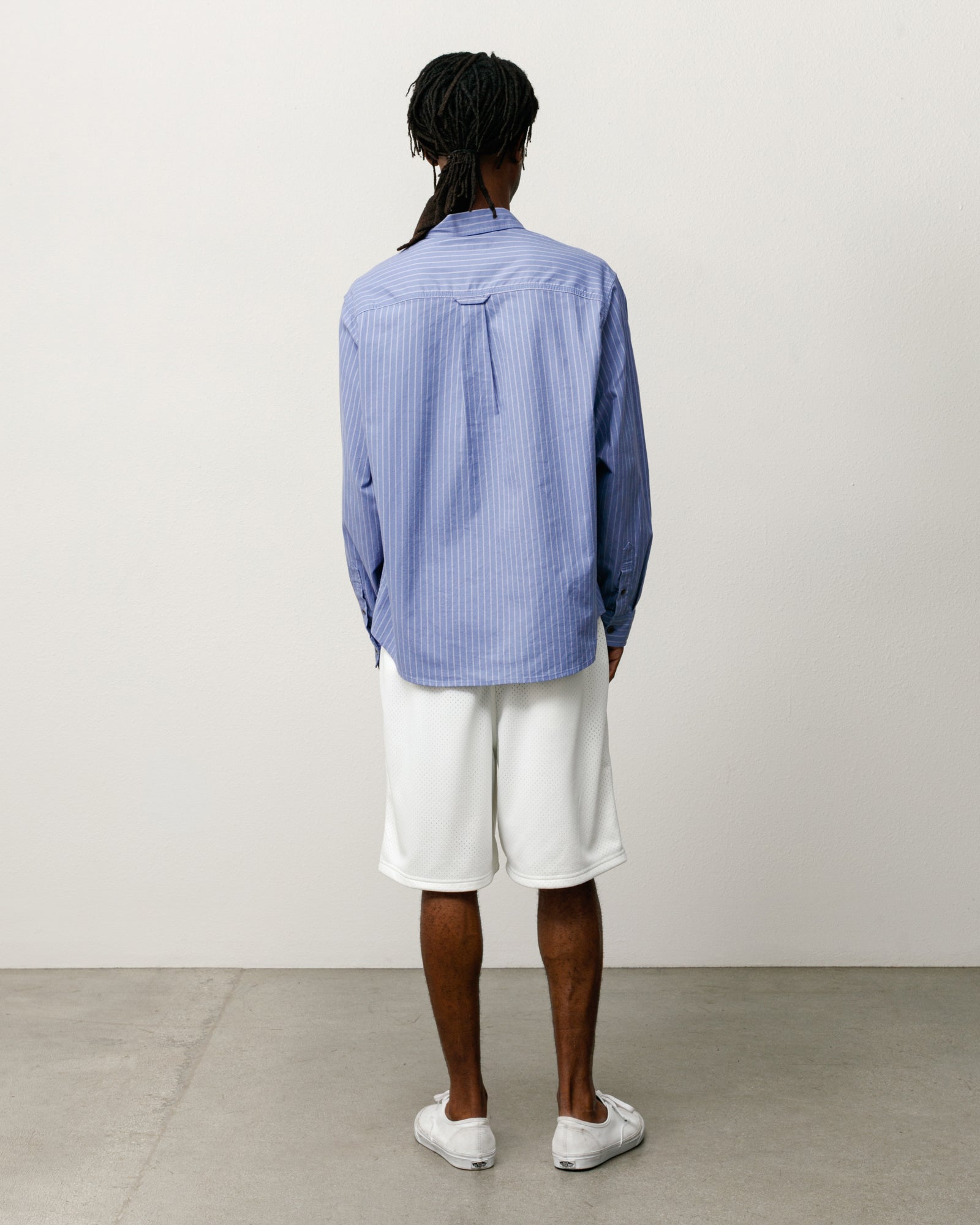 Stussy Oxford Shirt camicia Blue Stripe boxy fit cotone