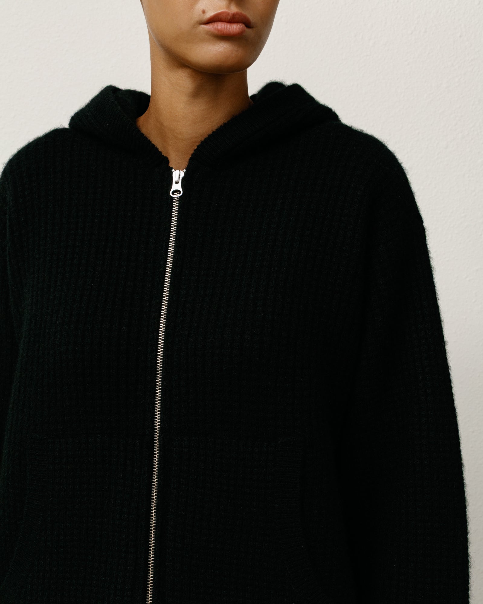 Stussy Waffle Cashmere Zip Hood maglione black cachemire