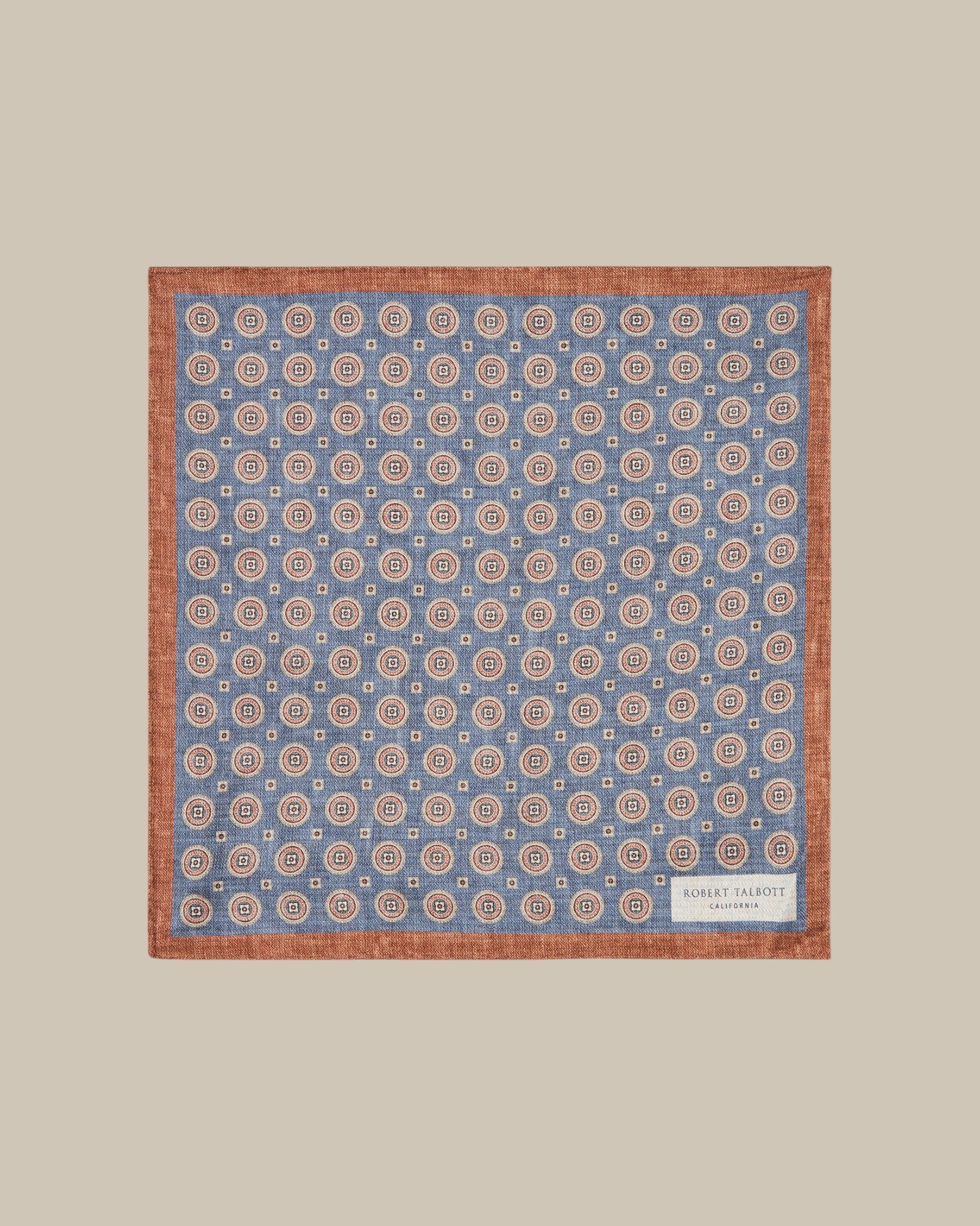 Robert Talbott Colton fazzoletto seta blu reversibile