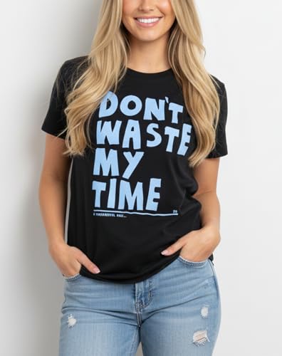 Makaya Dont Waste My Time T-Shirt Donna L Nera Cotone