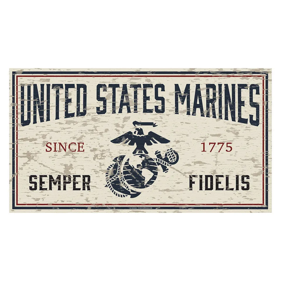7.62 Design USMC Chipped Targa PVC 28x51 cm Effetto Legno
