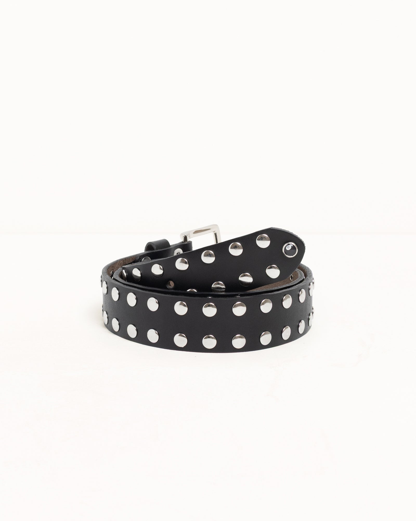 Stussy 8 Ball Studded Belt cintura pelle nera borchie