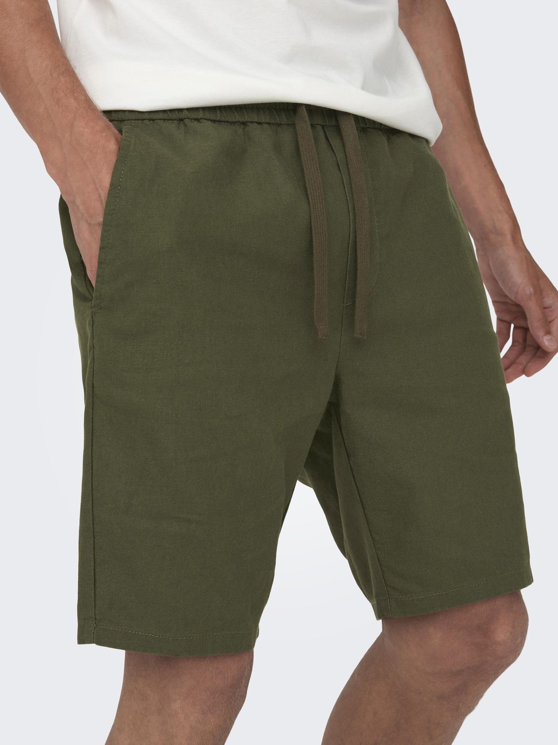 Only & Sons Onslinus Pantaloncini Lino Uomo con Coulisse