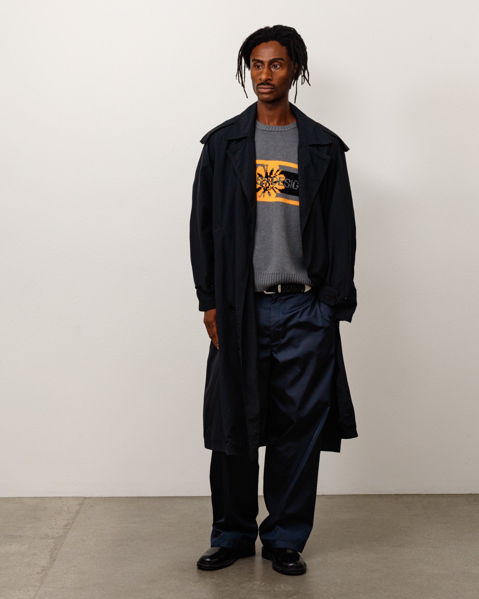 Stussy Double Breasted Trench giacca nera nylon idrorepellente