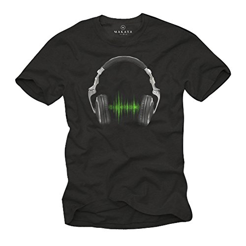 MAKAYA Cuffie T-Shirt Uomo Cotone Musica Elettronica L