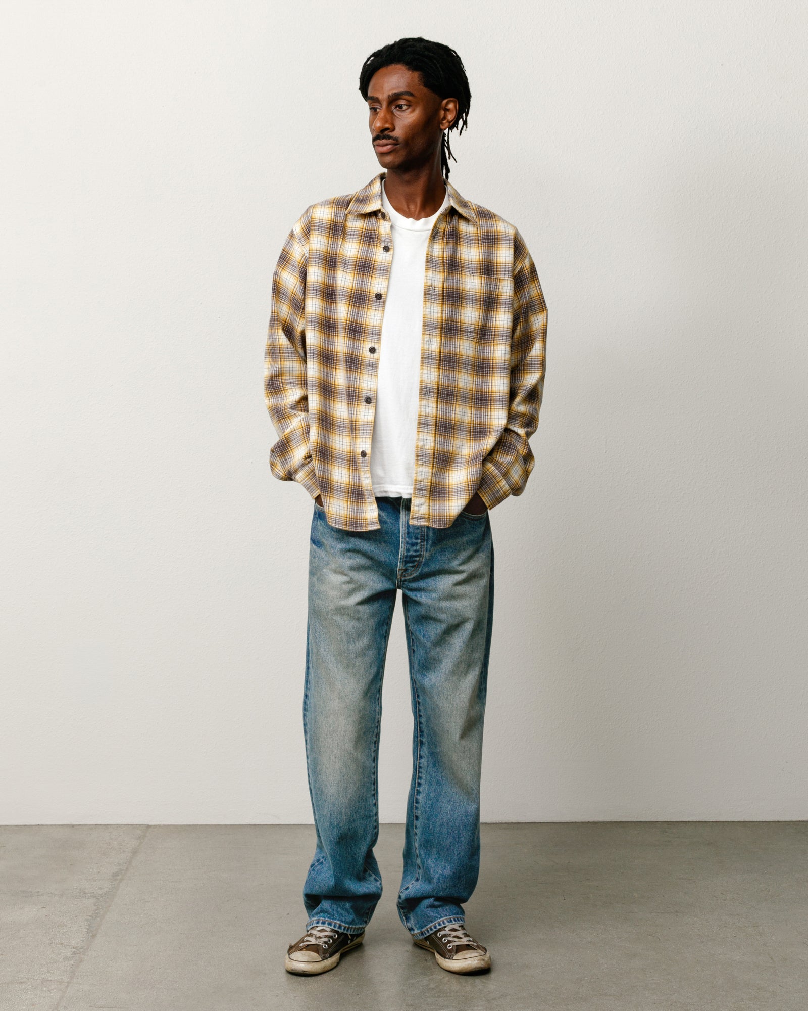 Stussy Dax Printed Shirt camicia oro in flanella