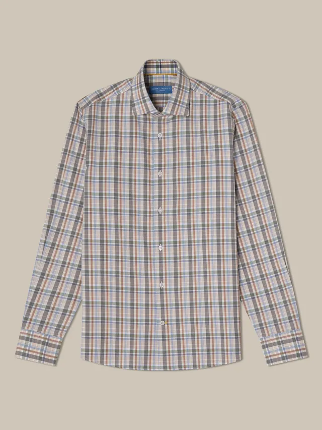 Robert Talbott Reynolds Ultra Light Brushed Plaid camicia beige