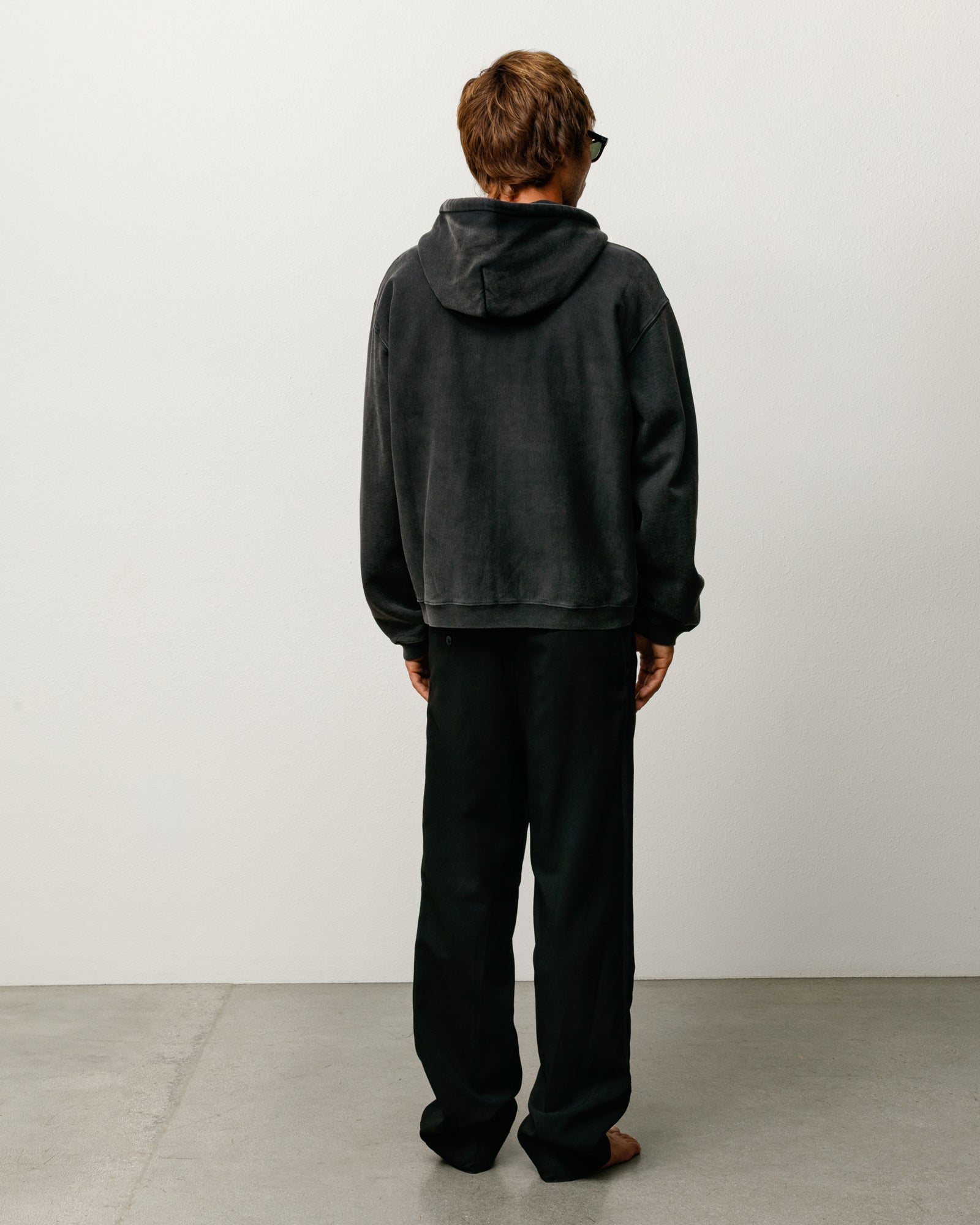Stussy Zip Sweats Faded Graphic Zip Hoodie felpa Washed Black 500 gsm