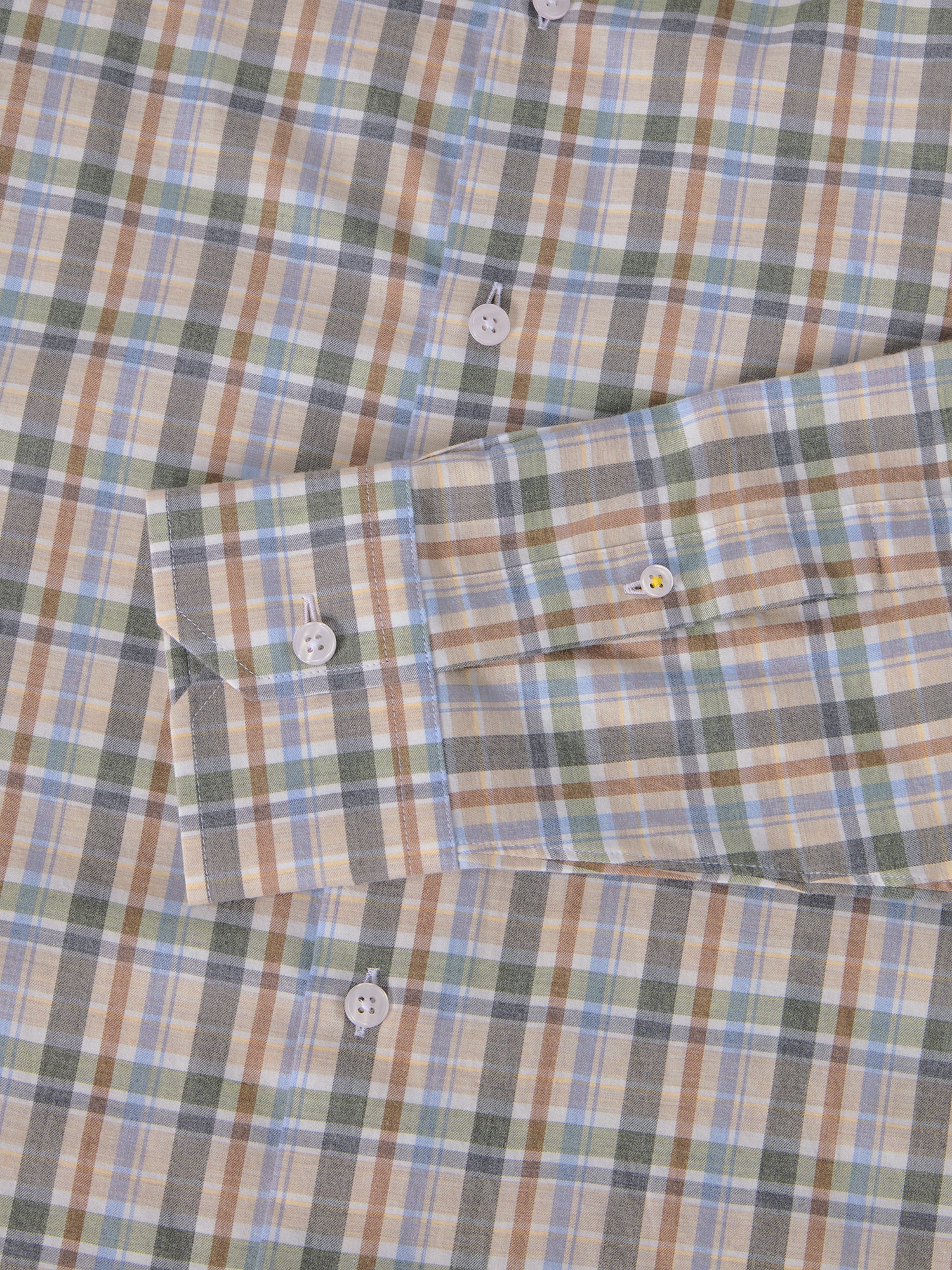 Robert Talbott Reynolds Ultra Light Brushed Plaid camicia beige