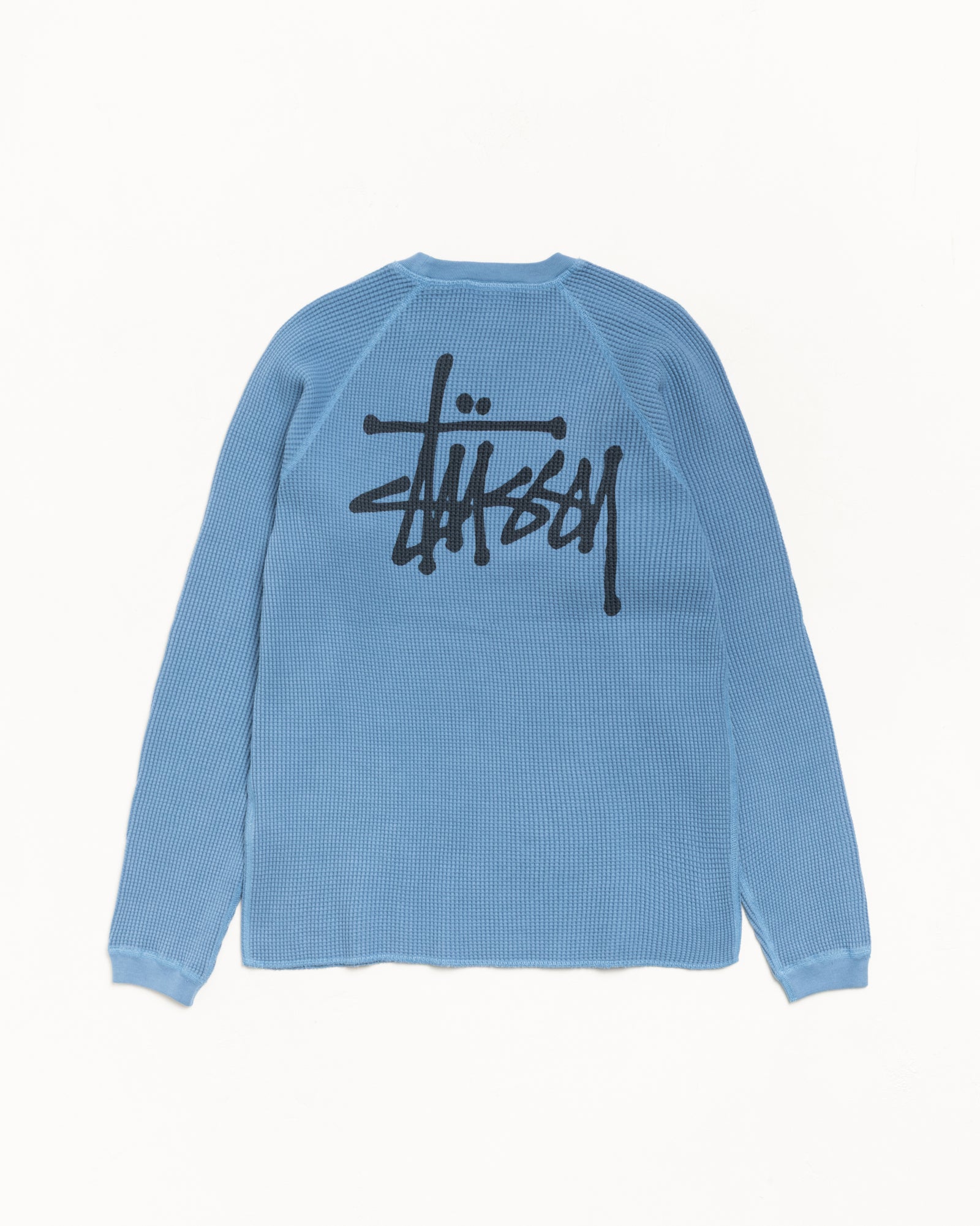 Stussy Basic Thermal maglia blu cotone waffle