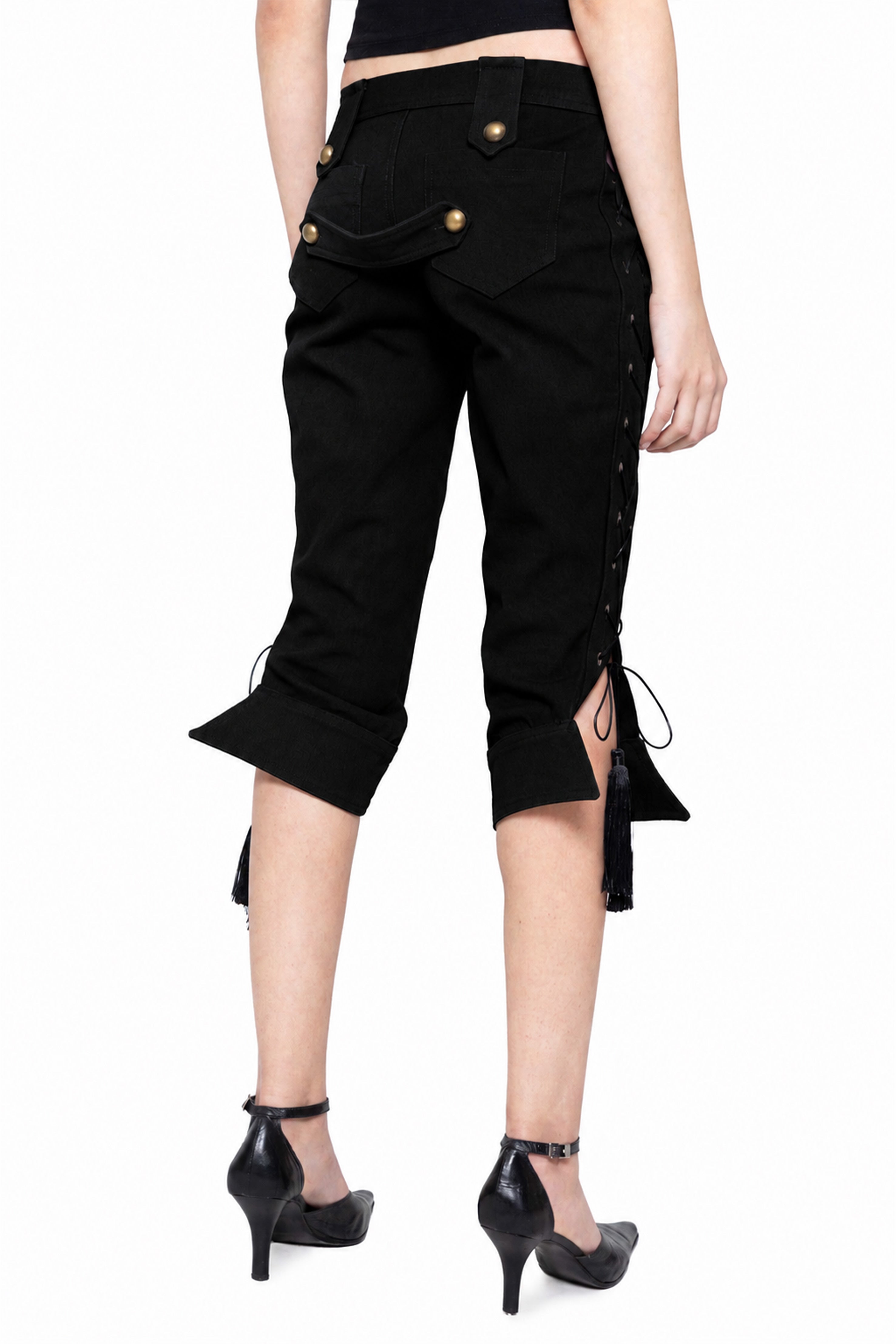 Trashy Clothing Militant Lace Up pantaloni cargo neri cropped