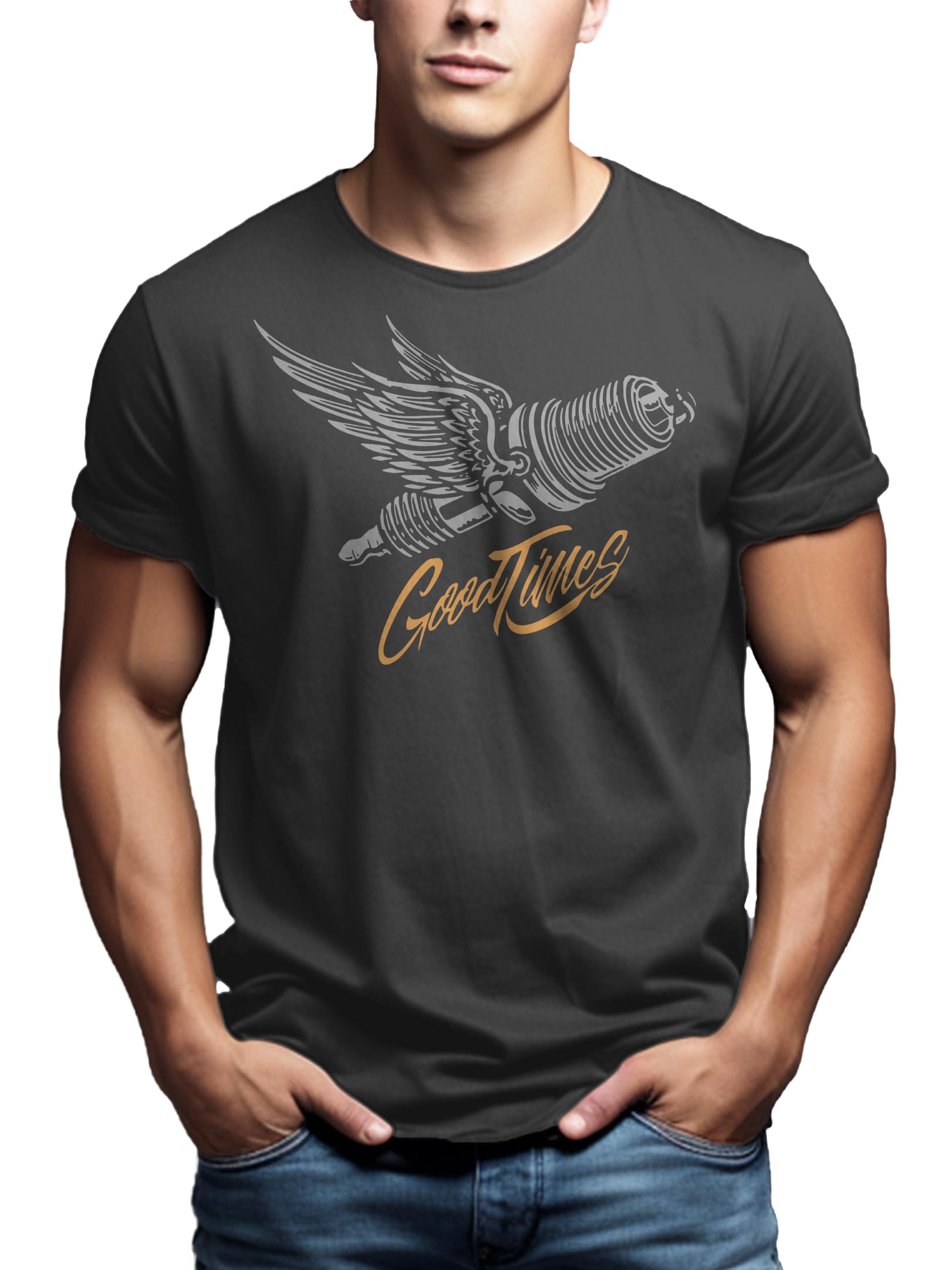 Makaya Meccanico T-Shirt Uomo Cotone Stampa Candela