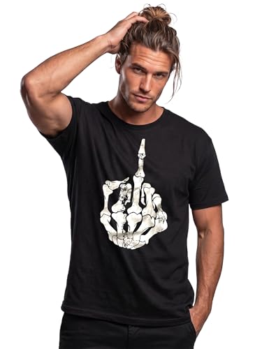 MAKAYA Hard Rock T-Shirt Uomo Nera Teschio M 185 g/m²
