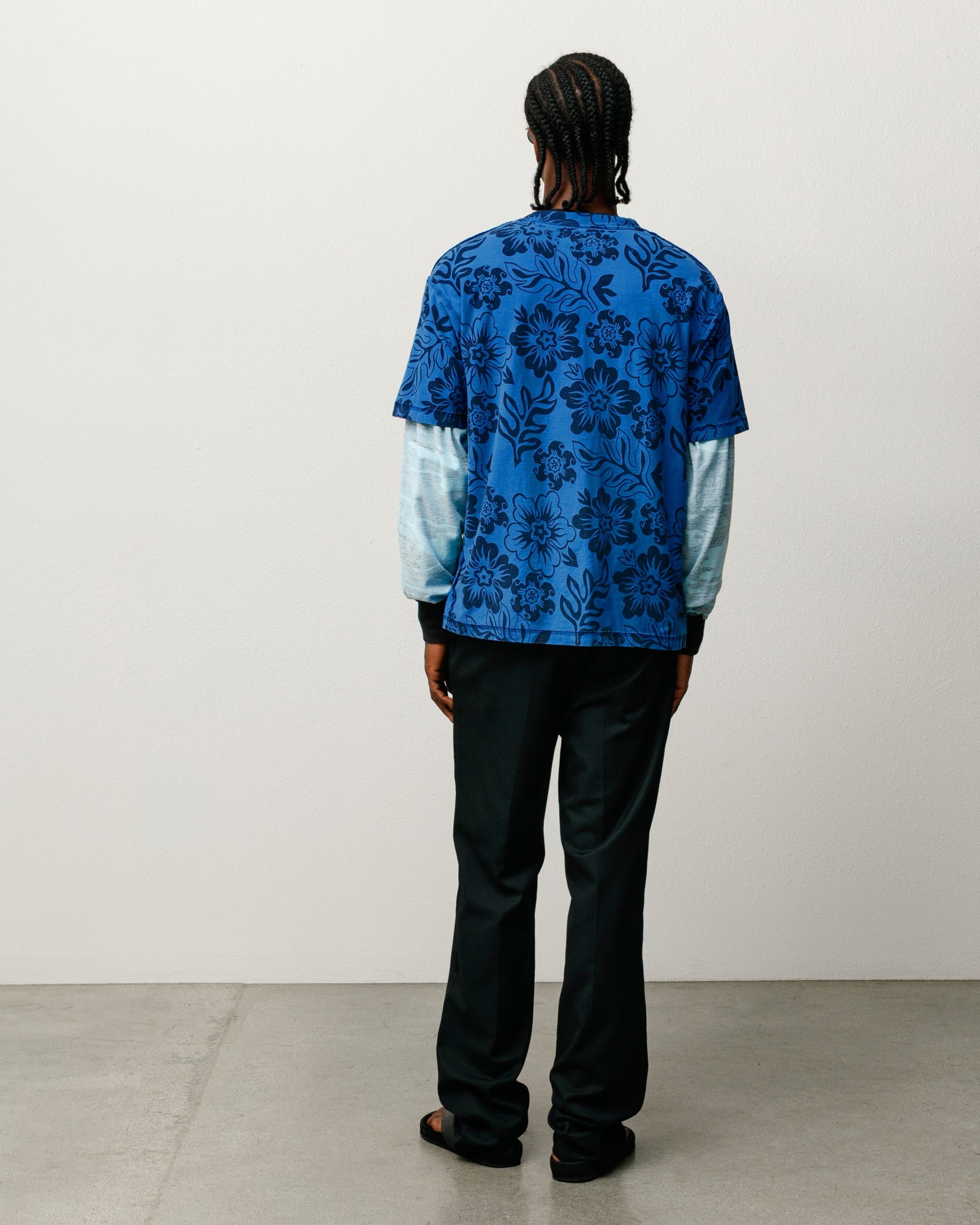 Stussy Lazy Floral Tee maglietta blu Sport Blue floreale cotone