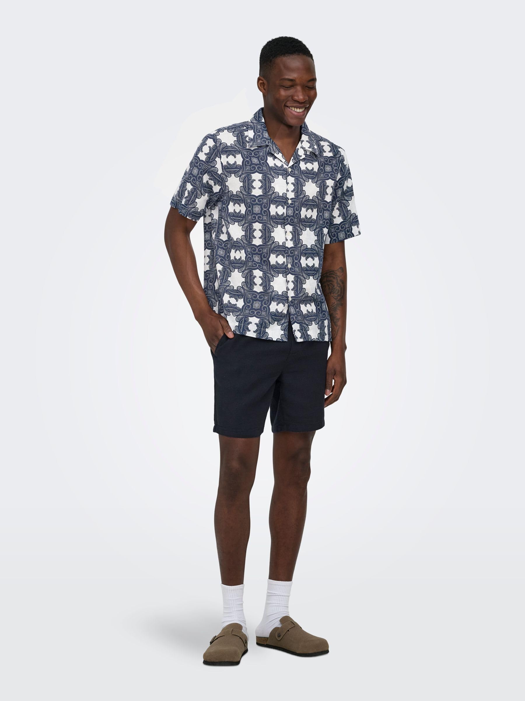 ONLY & SONS Onscaiden Lino Camicia Uomo Verde M