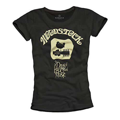 MAKAYA Woodstock Maglietta Donna Cotone Hippie