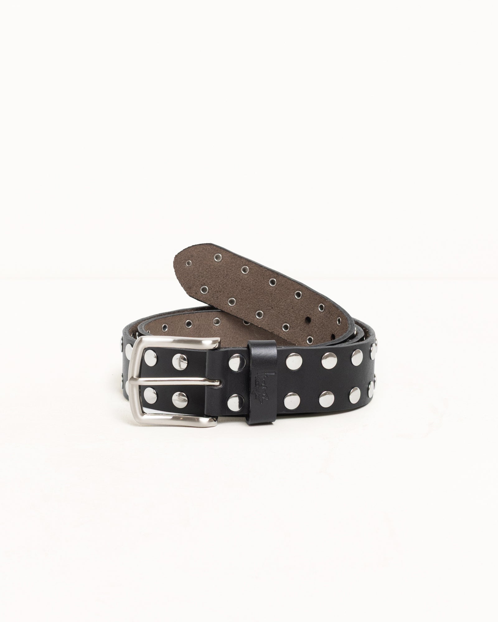 Stussy 8 Ball Studded Belt cintura pelle nera borchie