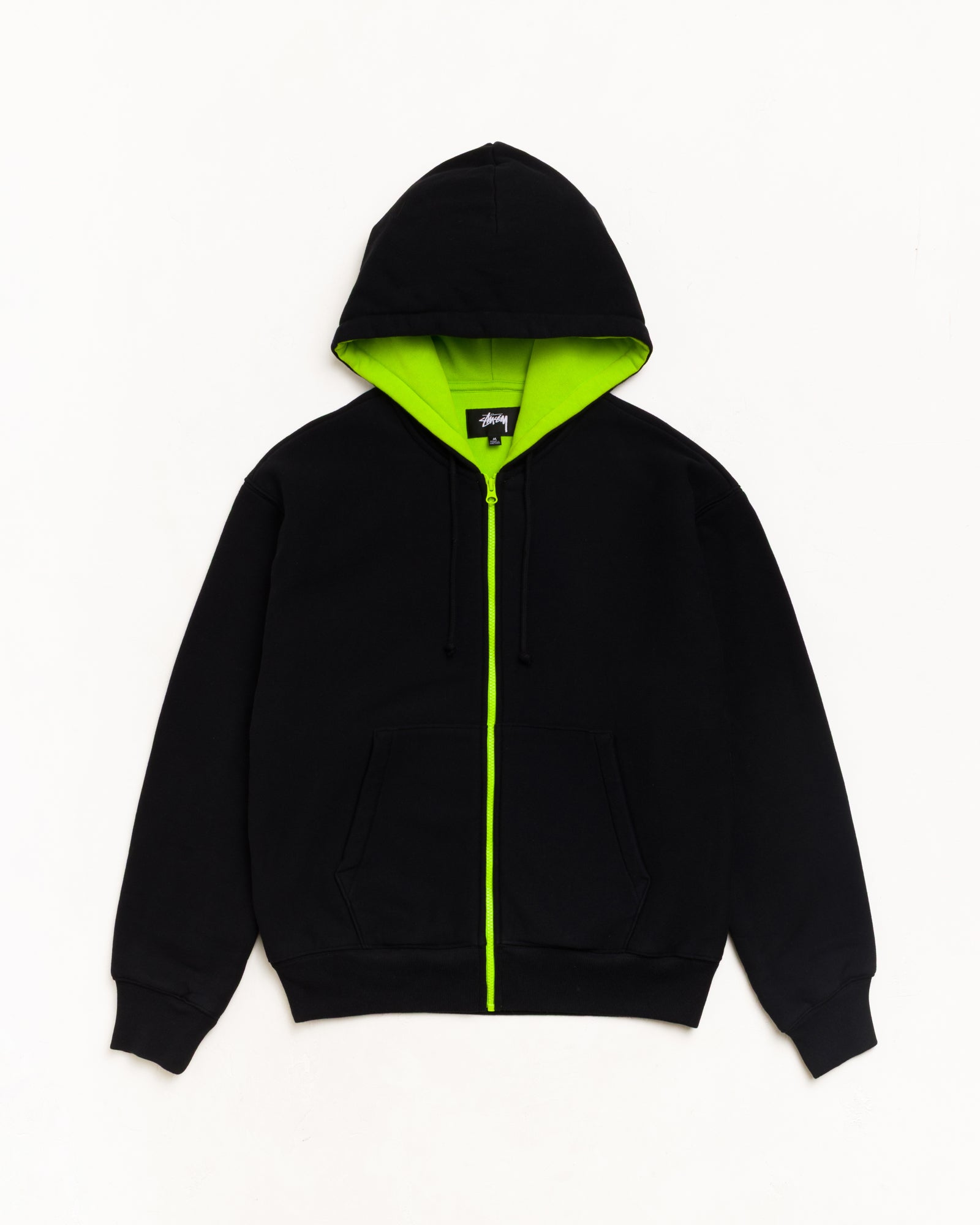 Stussy Double Faced Zip Hoodie felpa nera double face 360 gsm