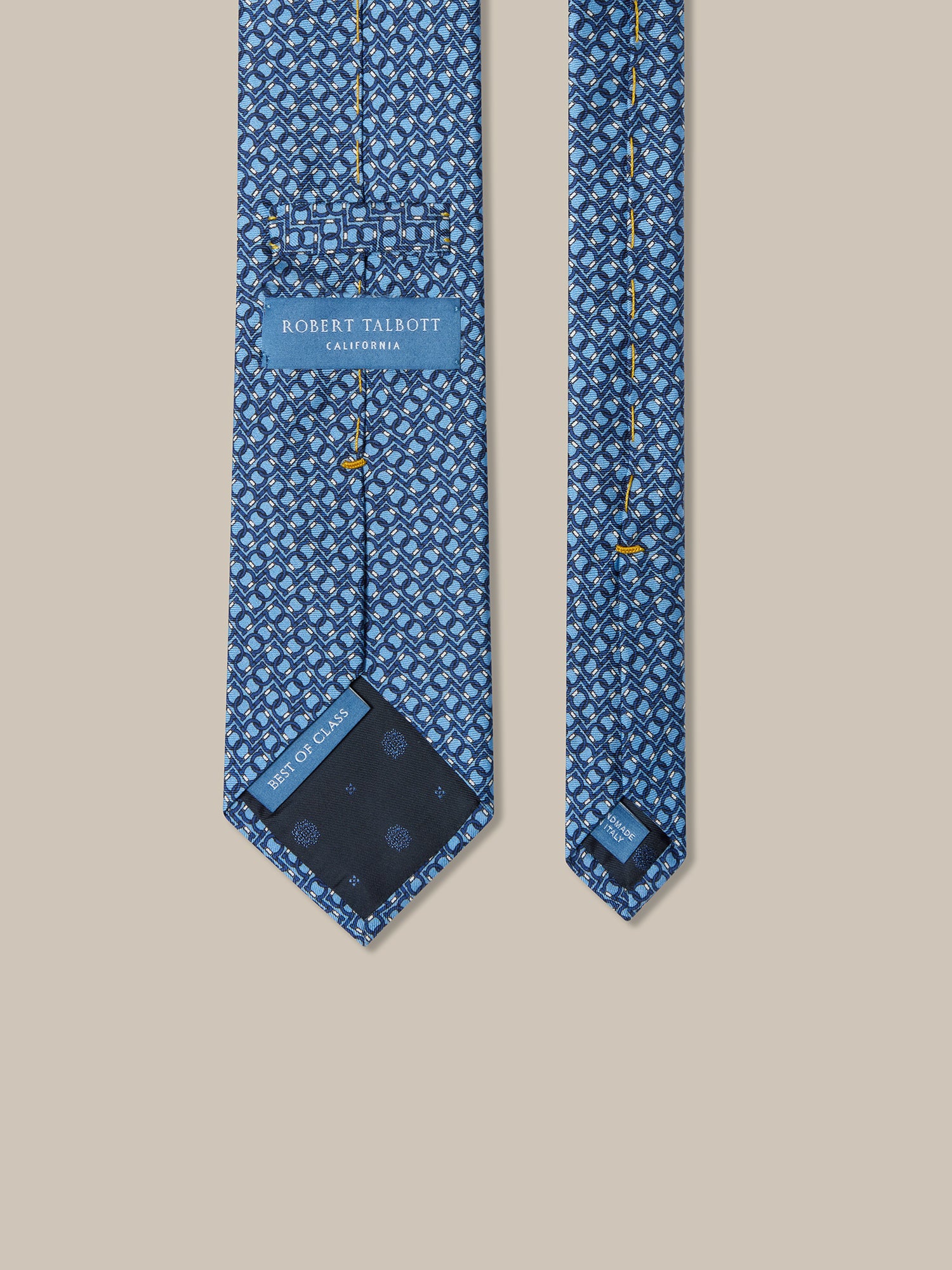 Robert Talbott Equestrian Links Cravatta Seta Azzurro Multi