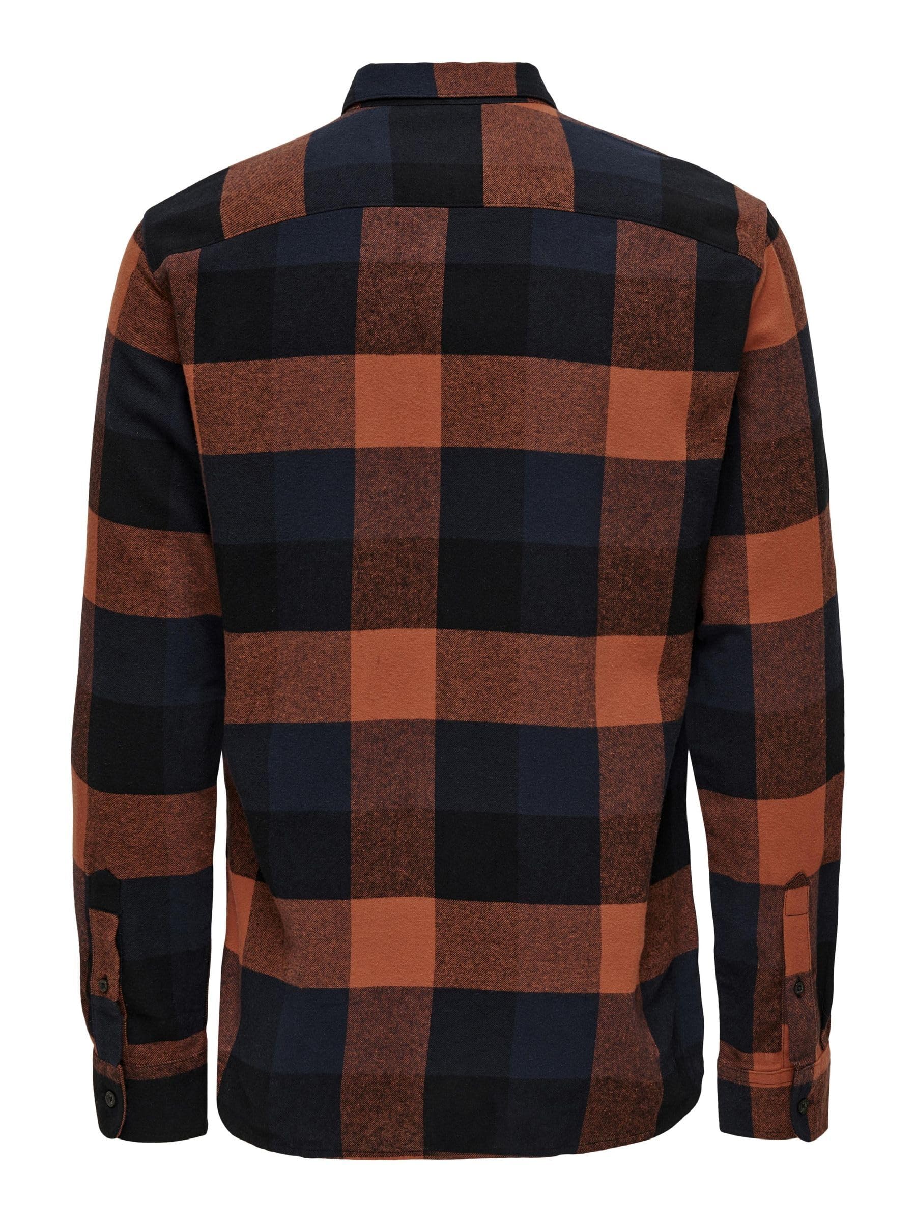 ONLY & SONS Camicia Uomo a Quadri Manica Lunga Cotone