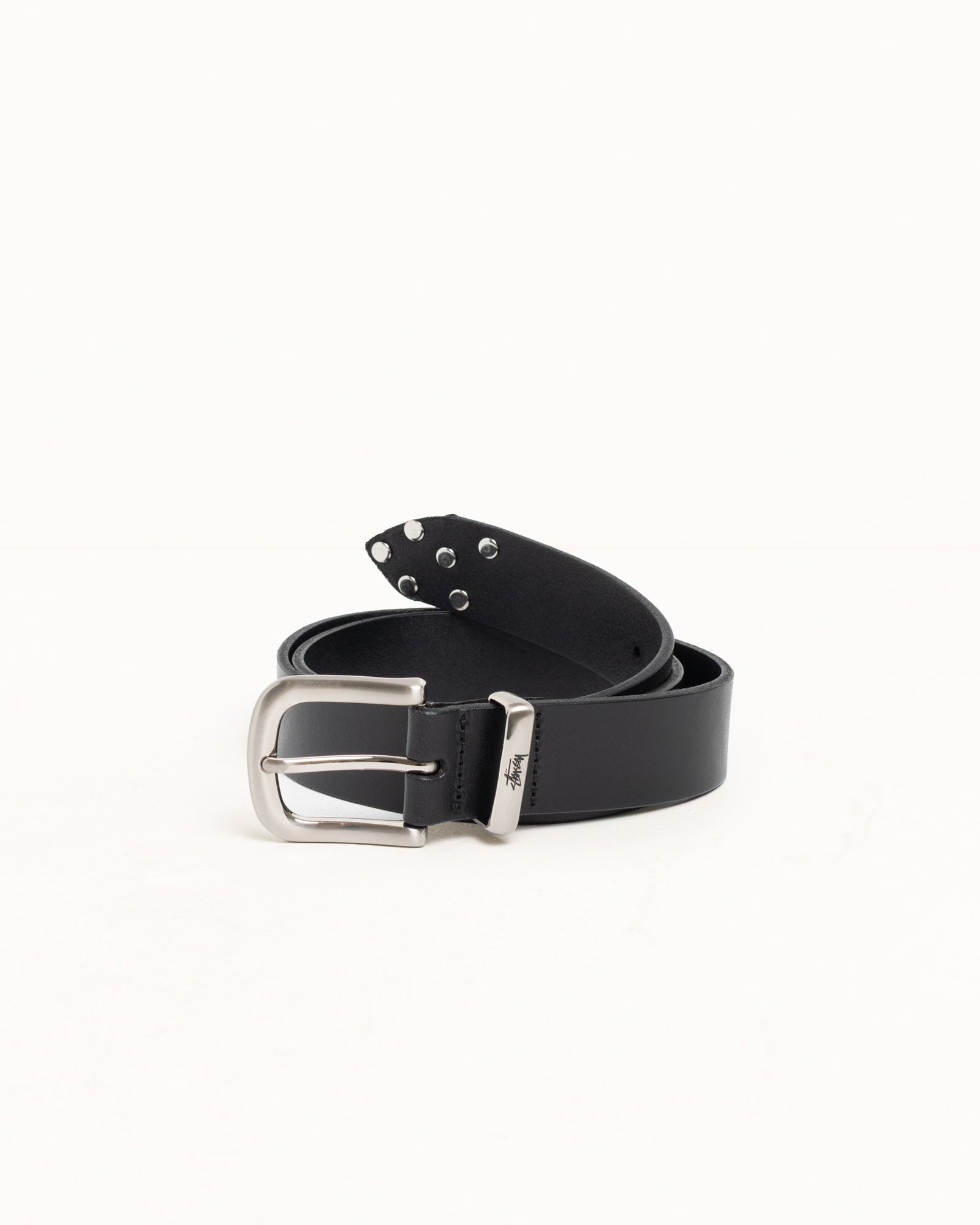 Stussy Accessories Metal S Tip cintura Black pelle 102 cm
