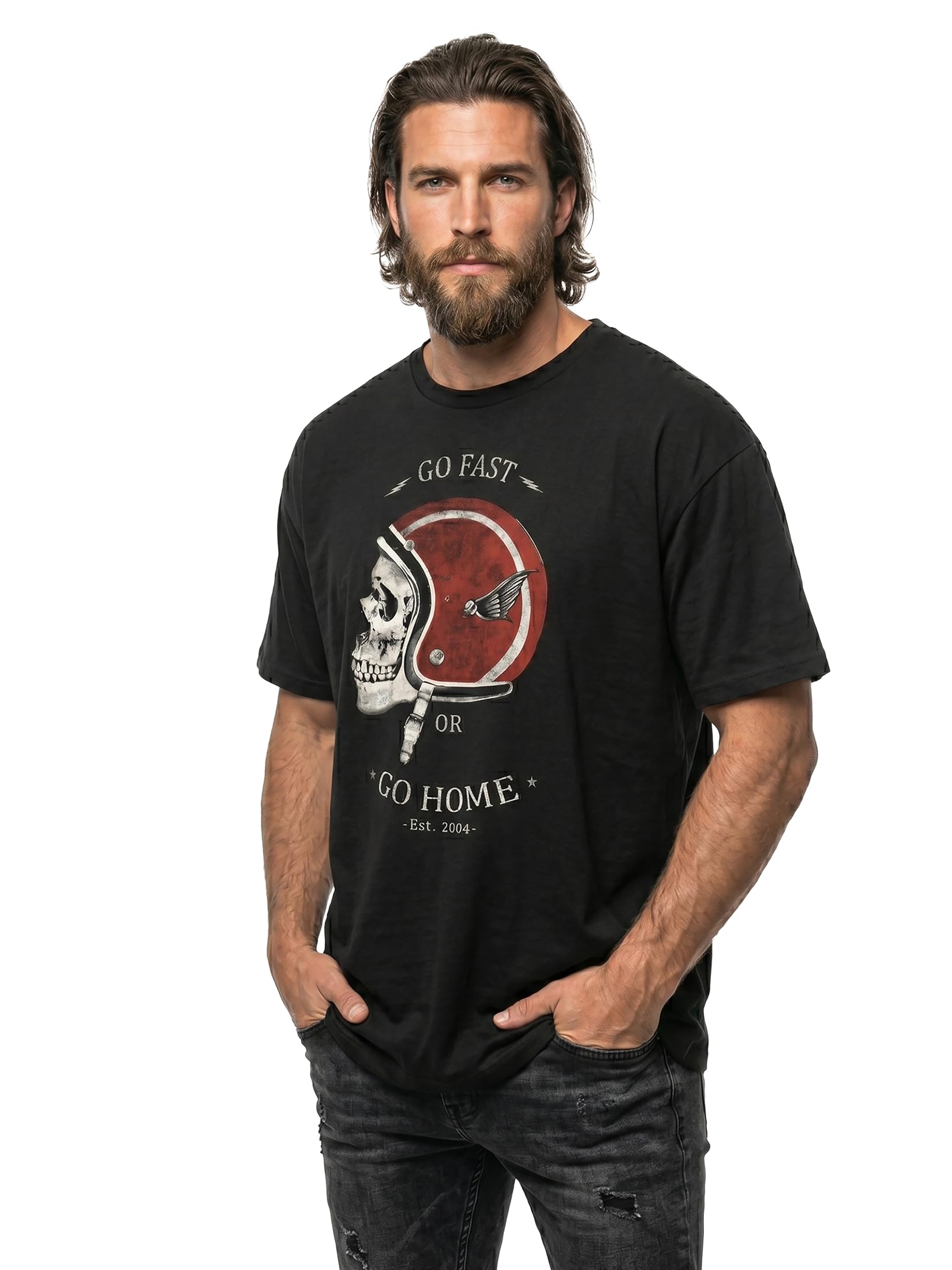 MAKAYA Go Fast OR Go Home T-Shirt Uomo Nero Cotone