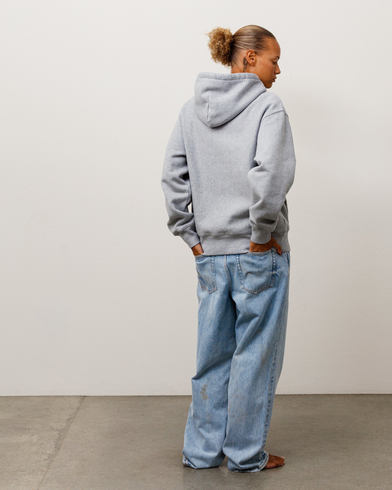 Stussy Sweats Fleece Hoodie felpa grigio melange 530 gsm