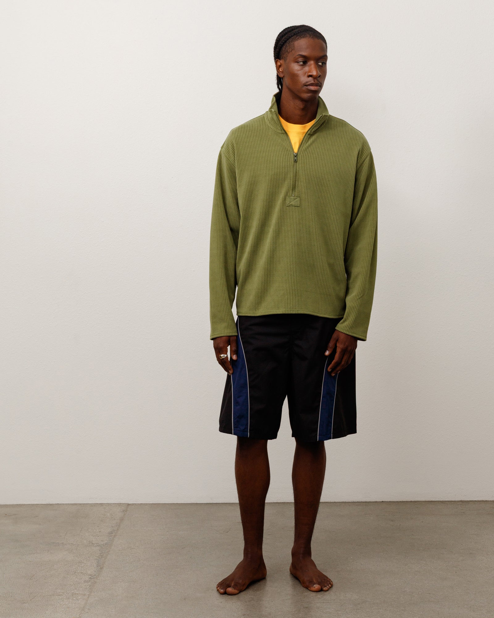 Stussy Half Zip Thermal maglia olive poliestere