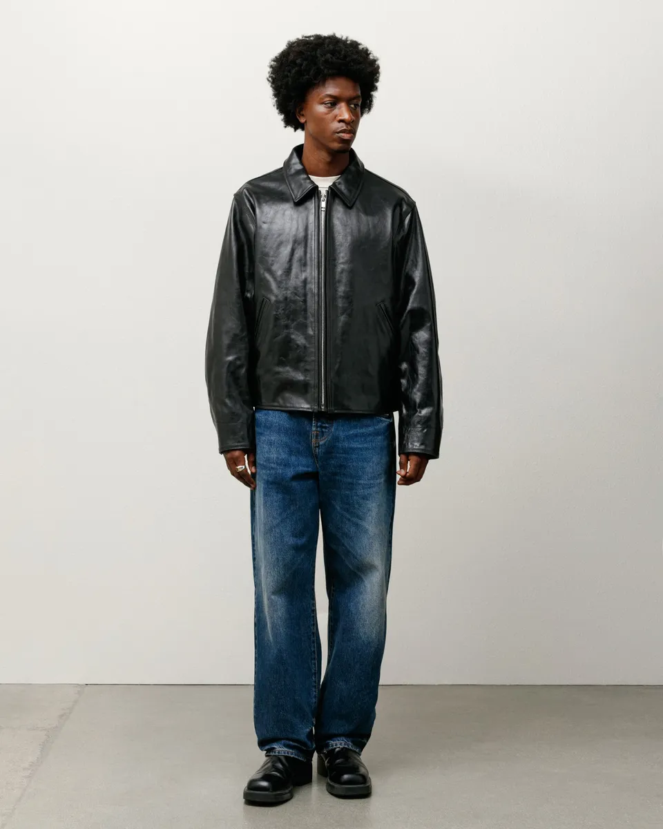 Stussy Garage Jacket Giacca Pelle Black trapuntata YKK