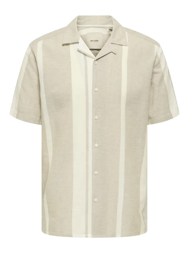 Only & Sons Onscaiden Camicia Lino Riga Cachi