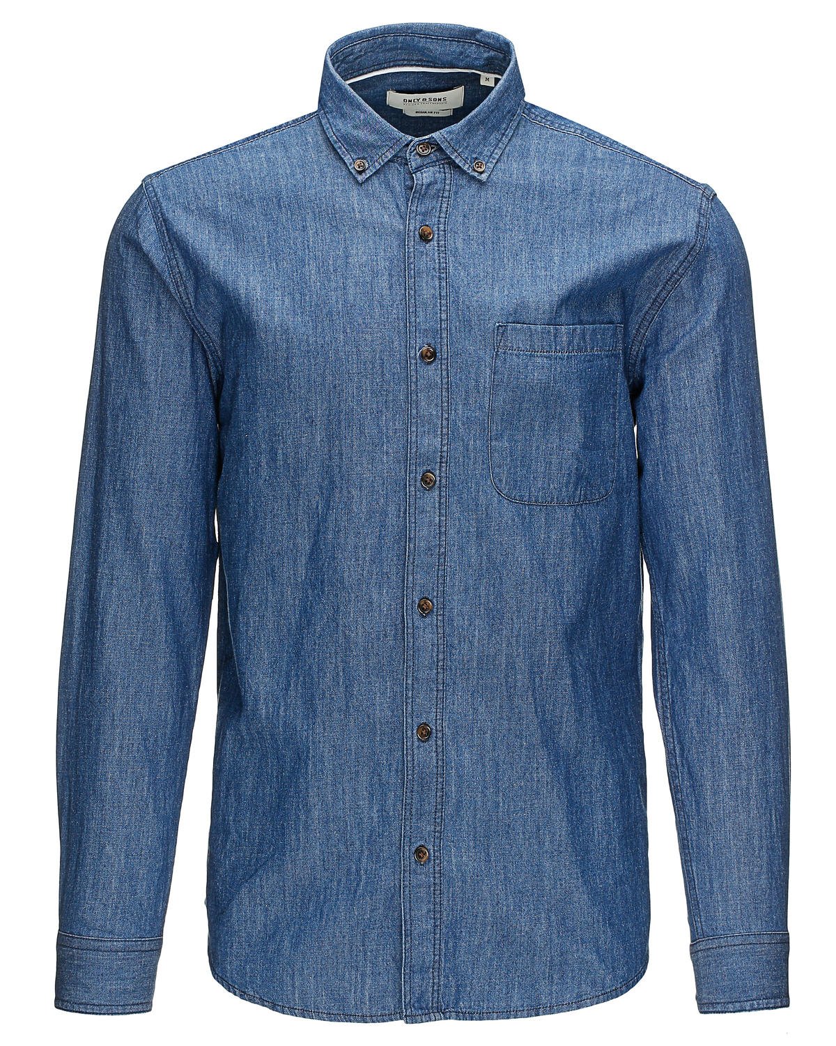 ONLY & SONS Camicia Denim M Blu 100% cotone tasca