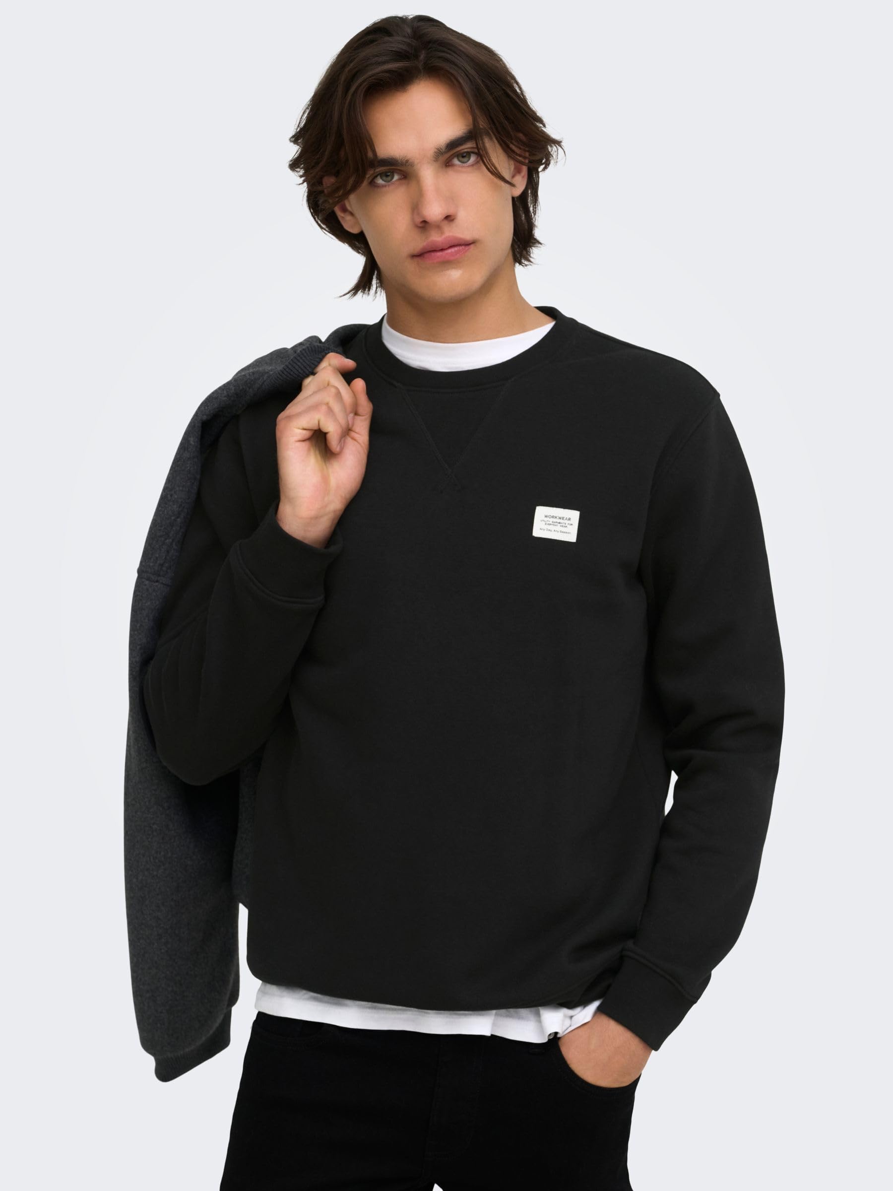 Only & Sons ONSDAWSON Felpa Uomo Nero Girocollo