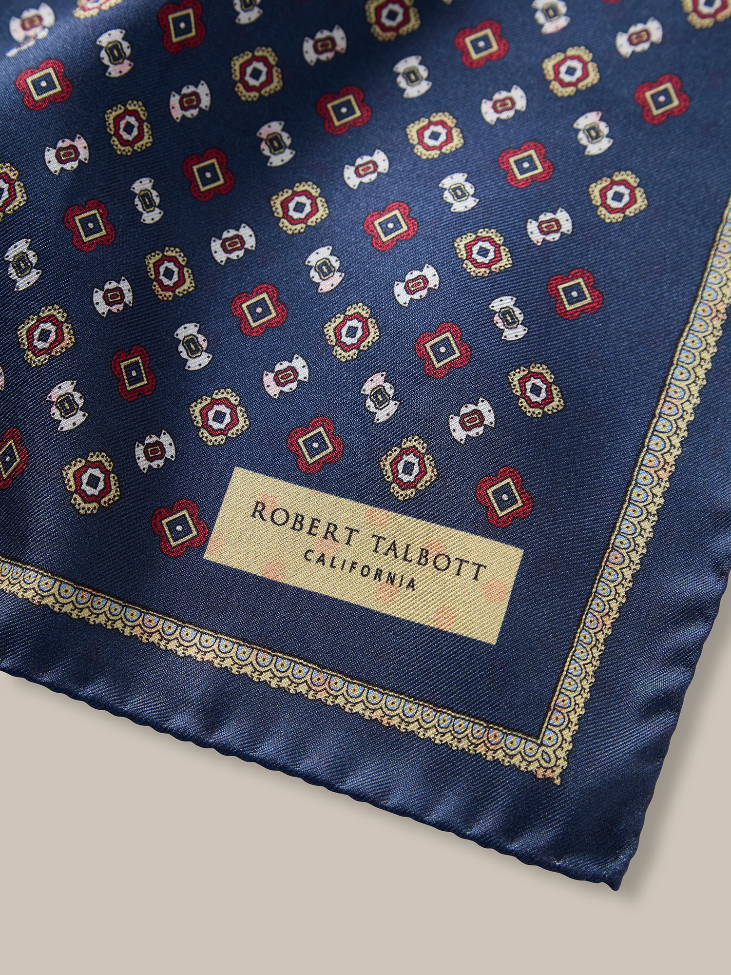 Robert Talbott Collins Medallion pochette seta blu navy
