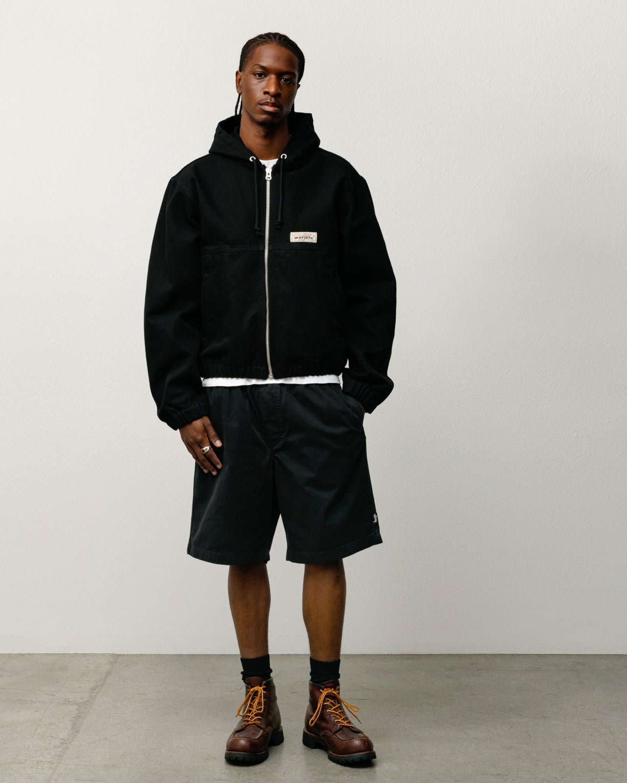 Stussy Work Jacket Unlined Canvas Giacca Black Cotone
