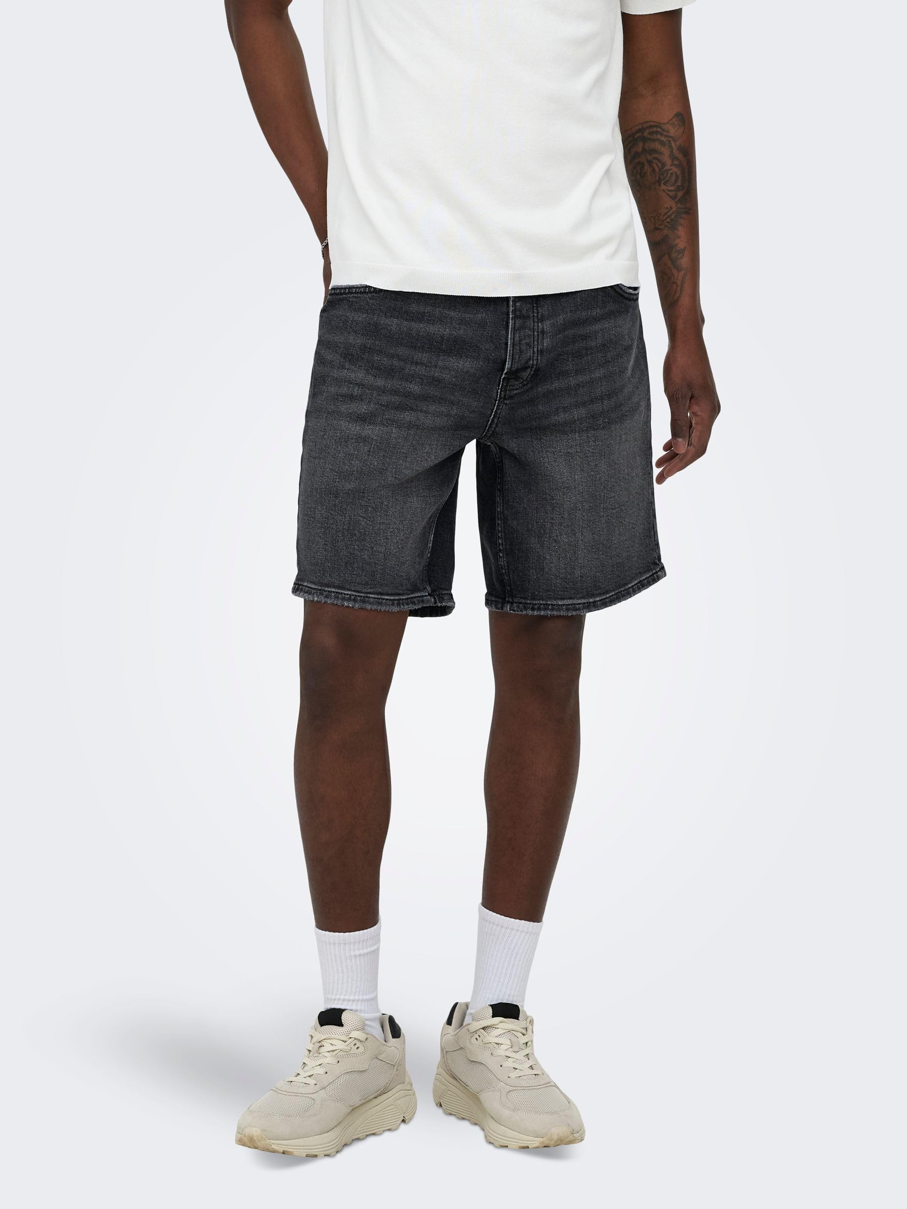 ONLY & SONS Onsedge Pantaloncini Denim Uomo Nero Slavato XL