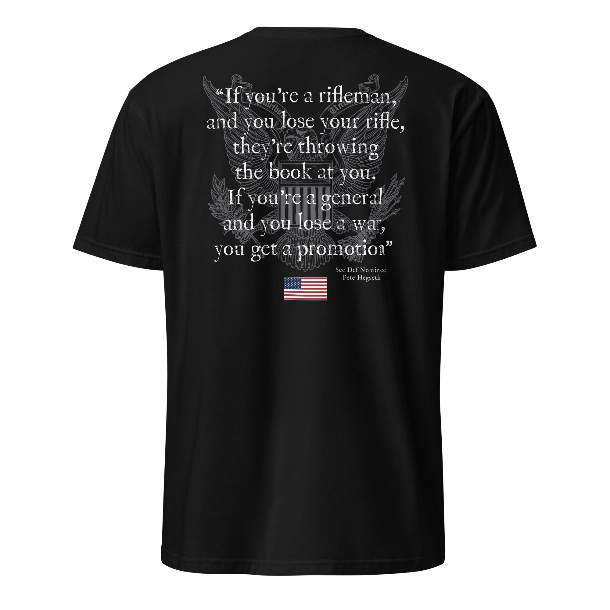 7.62 Design Pete Hegseth Rifleman Quote T-shirt uomo nera