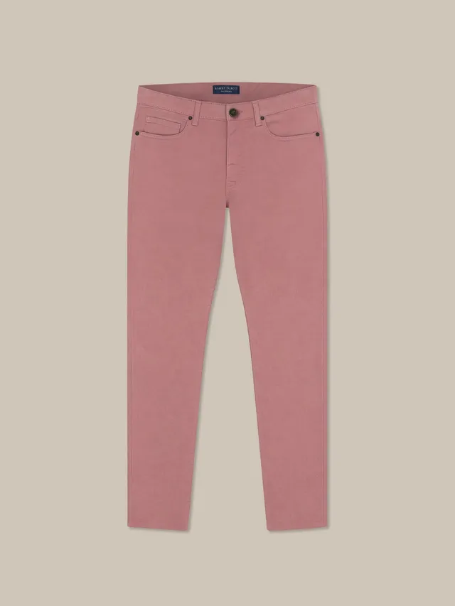 Robert Talbott Fernando Pantaloni Lino Salmone 5 Tasche Slim