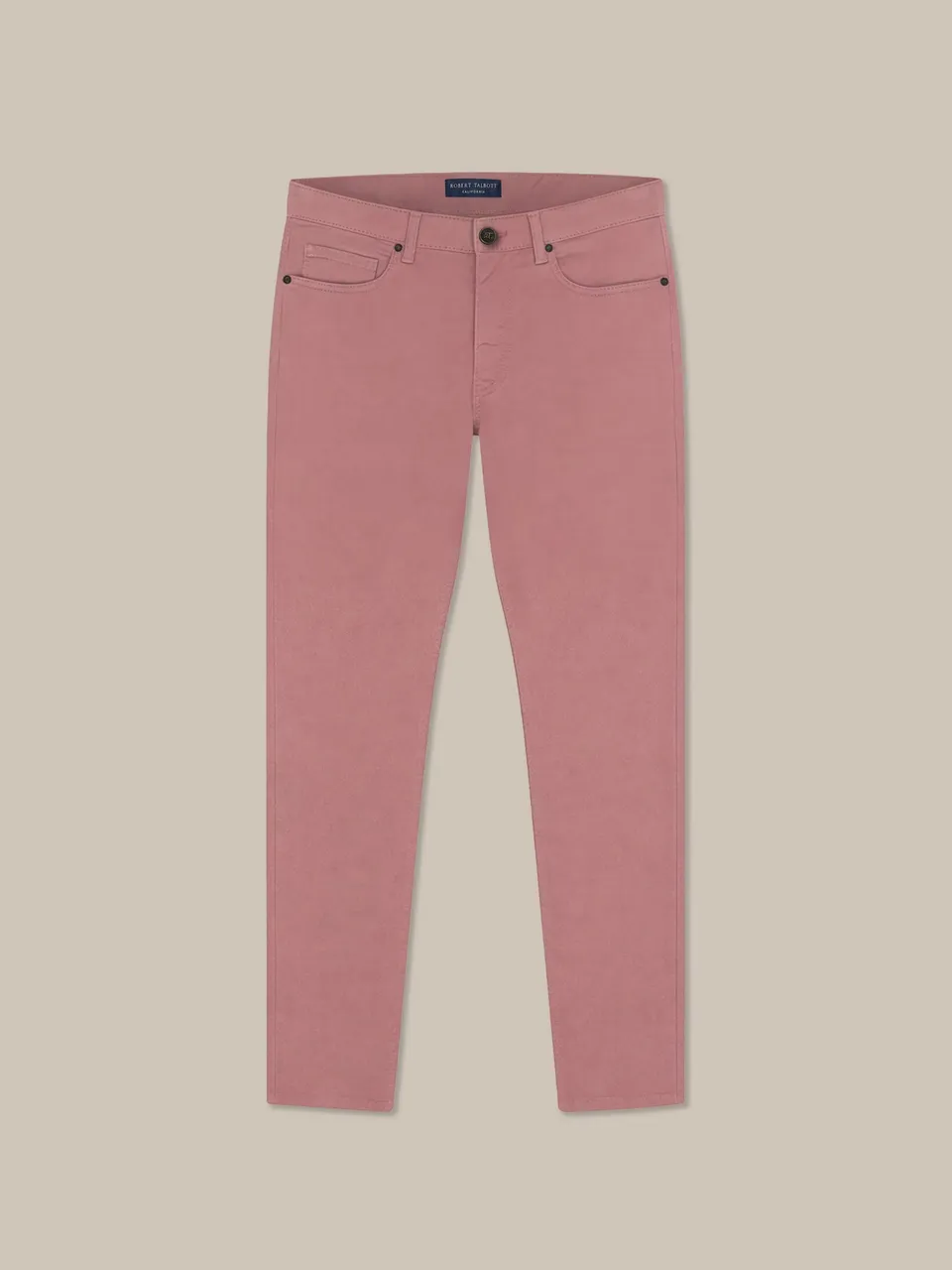 Robert Talbott Fernando Pantaloni Lino Salmone 5 Tasche Slim