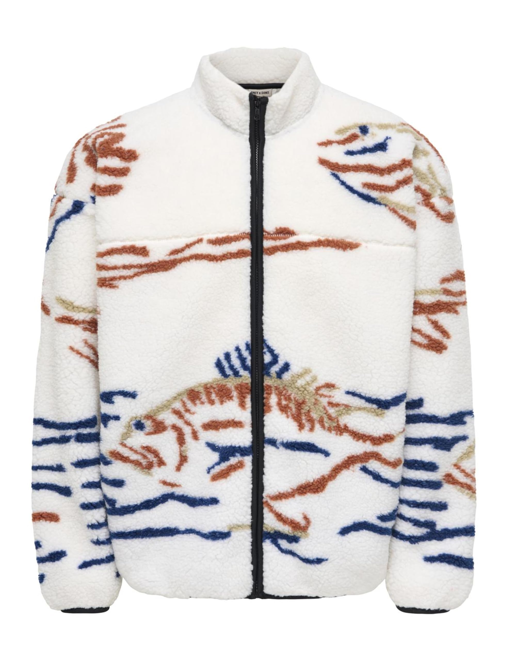 Only & Sons Onsadam Sherpa Bomber felpa uomo blu navy collo alto