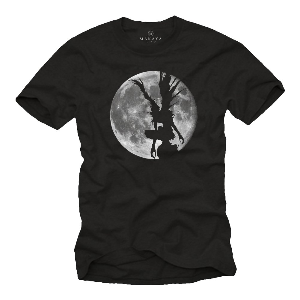 MAKAYA Ryuk Shinigami T-Shirt Uomo Cotone Nerd Manga Nero