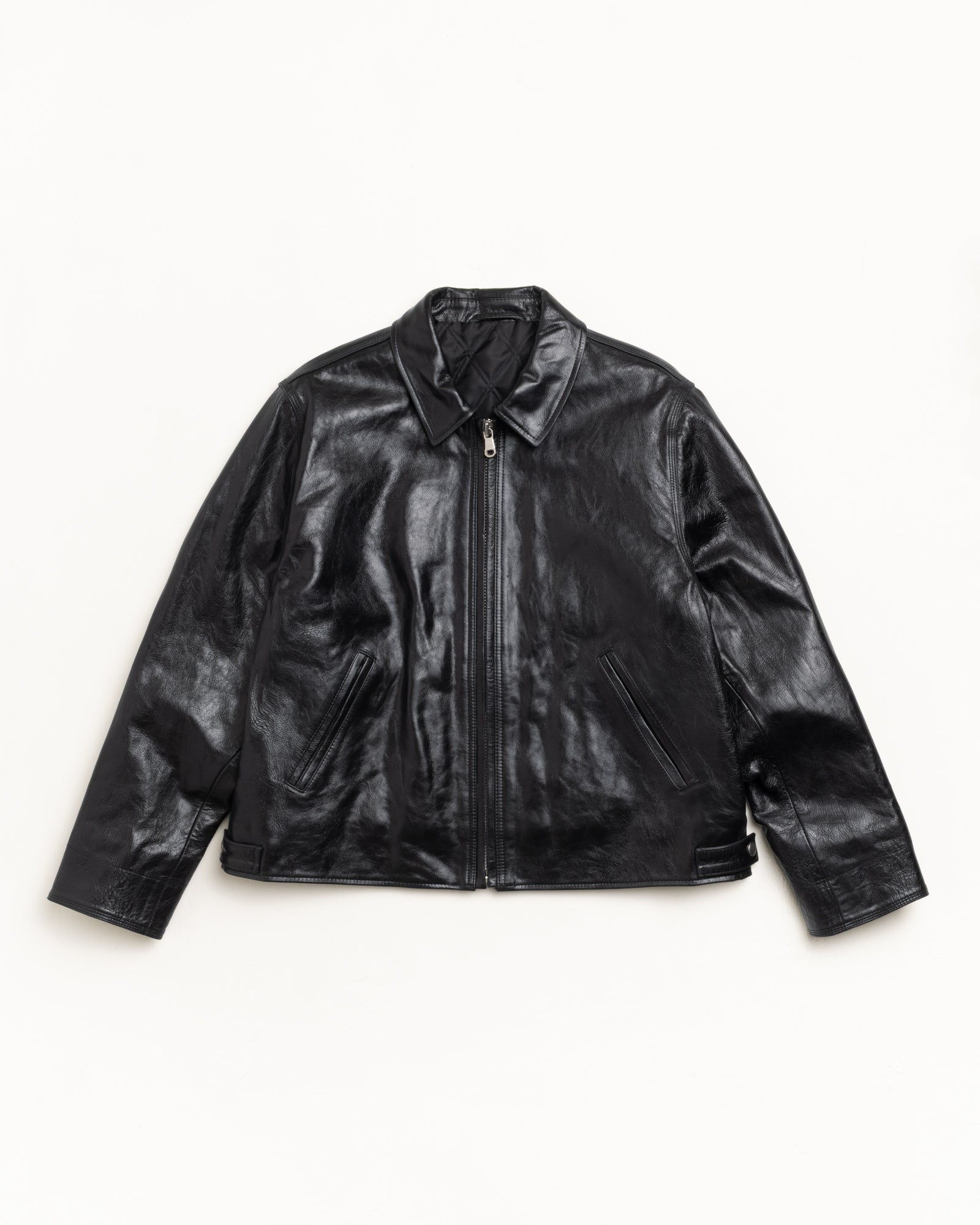 Stussy Garage Jacket Giacca Pelle Black trapuntata YKK