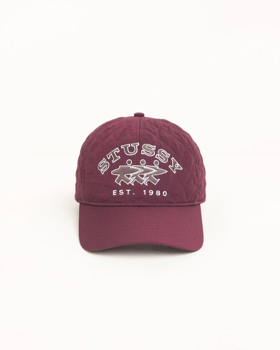 Stussy Quilted Surfwalk Snapback cappello bordeaux nylon
