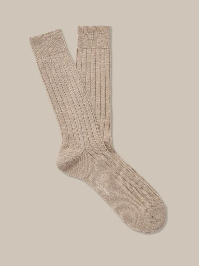 Robert Talbott Howard calzini lana merino beige taglia M