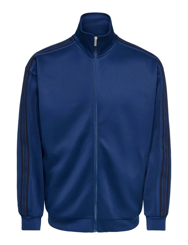 Only & Sons Onsriber RLX LS Zip Stripe Track Sweat Felpa Nero L