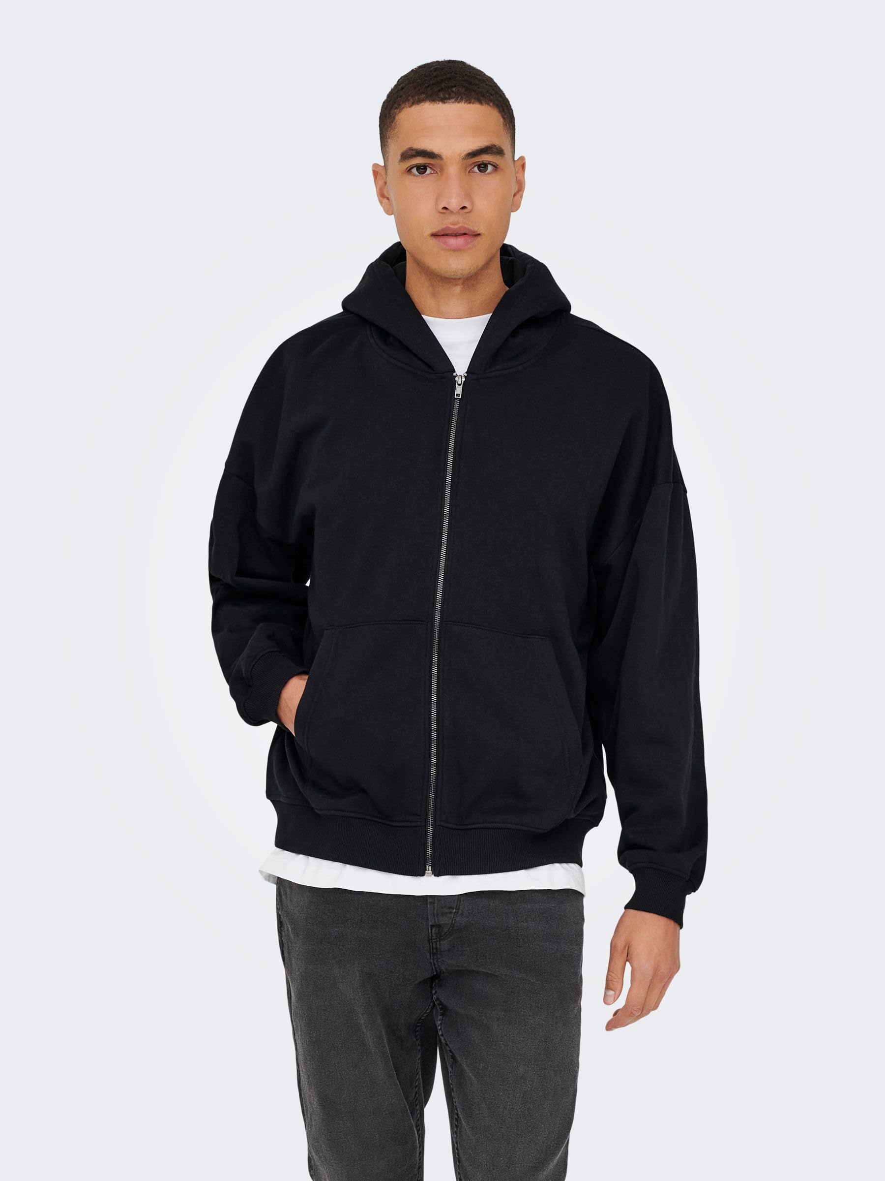 Only & Sons Turner Felpa Uomo Nera Girocollo