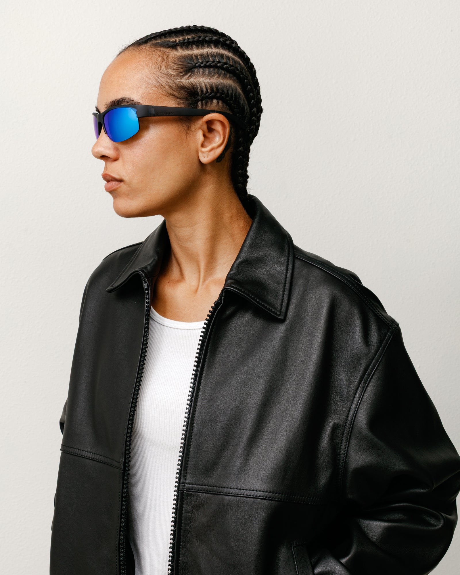 Stussy Hiro Sunglasses occhiali da sole frost black/lente blu polarizzati