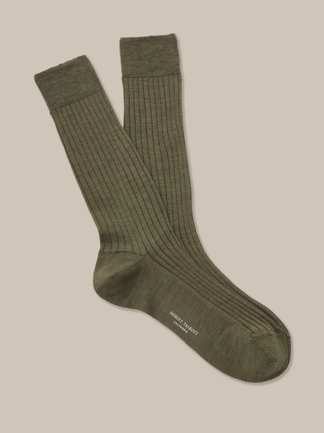 Robert Talbott Henry calzini uomo oliva lana merino