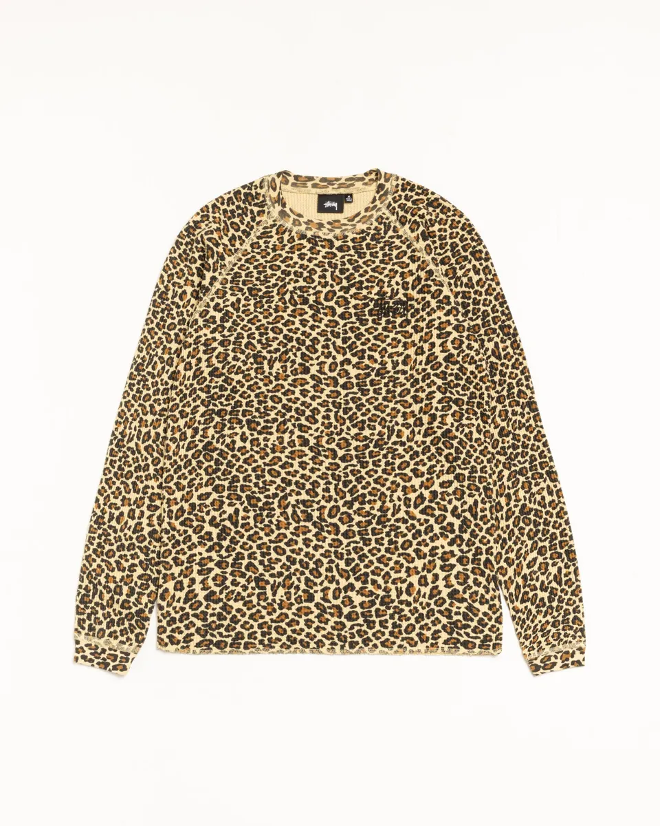 Stussy Basic Thermal maglia Leopard 100% cotone