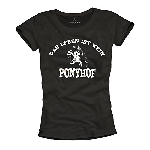 MAKAYA T-Shirt Donna cavallo L cotone letto di rose